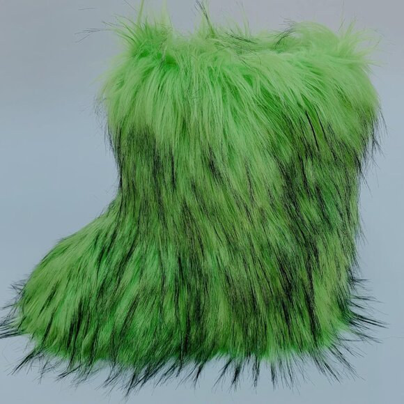 ⚡Women's Green Faux Fur Warm Boot Furry Short Snow Boot Mid Calf Boots - Picture 4 of 7
